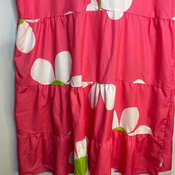 5 for $25🔥Floral Pink Flutter Sleeve Tiered Dress 1XL - Picture 3 of 5